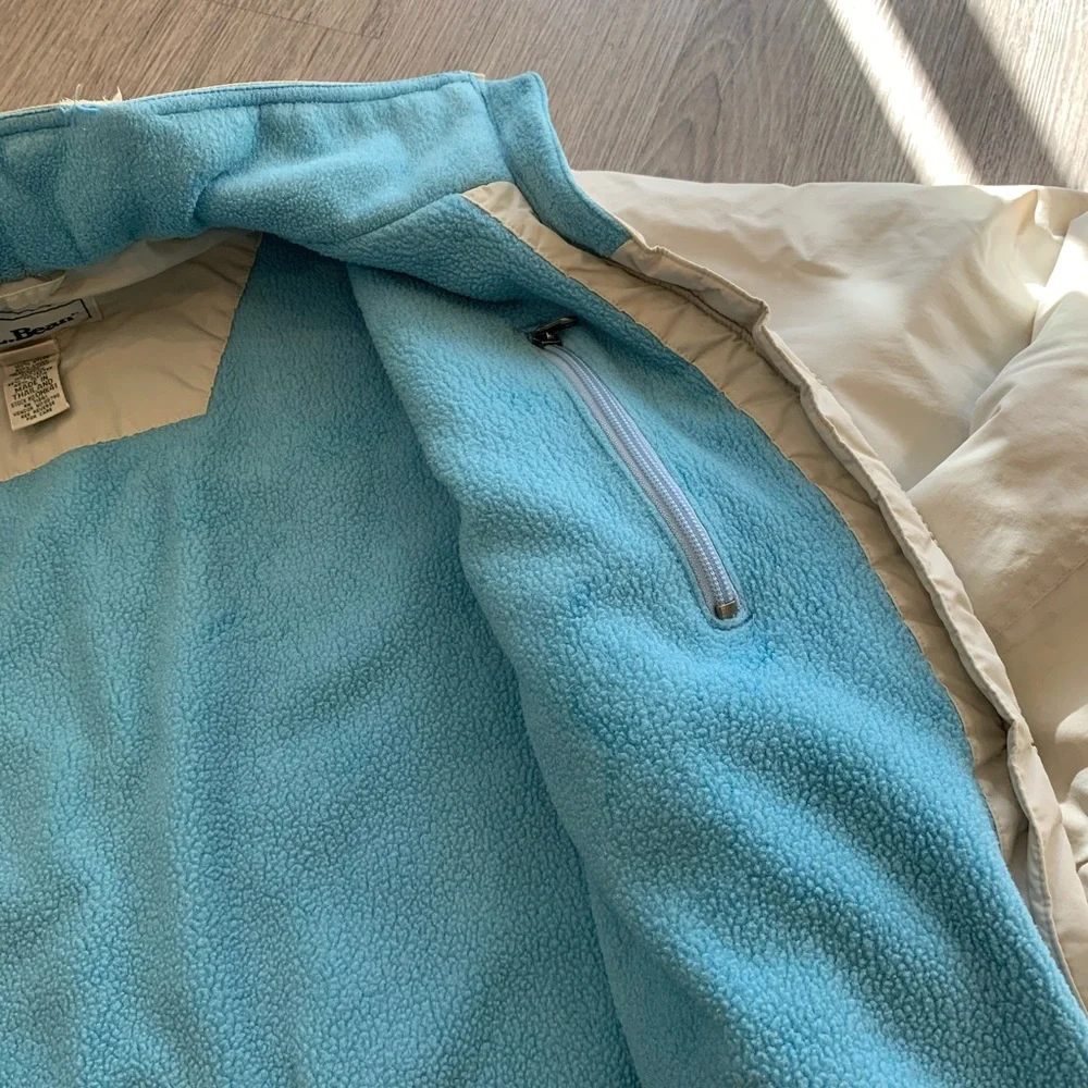 L.L. BEAN vintage cream fleece lined puffer M - Picture 7 of 10